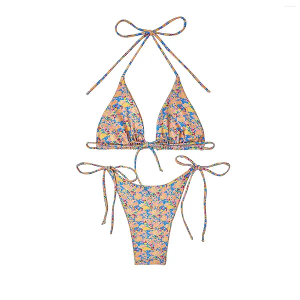 Swimwear pour femmes Small Floral Maignoir Sexy String Bikini Two Piece Beach Top de deux pièces