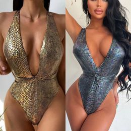 Bodys de maillot de bain pour femmes Push up up Gold Sliver Bikini Set Girl One Piece MAINTAIRE FEMMES BANDAGE BATHING CHOISS