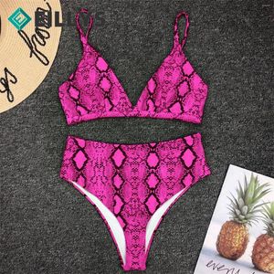 Sweetwear Snake Imprimement de maillot de bain Femme Contraste Biquini Biquini haute taille féminine Bikinis 2024 Summer Female Bathing Cuisse de plage