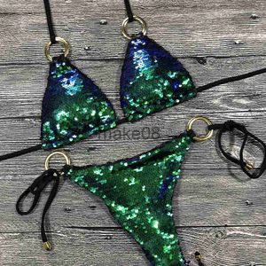 Maillots de bain pour femmes Solid Bikini Sexy Maillot de bain Halter Maillots de bain Maillot de bain Femmes Bling Sequin Bikini Set Beach Wear Dropshipping Monokini Glitter J230704