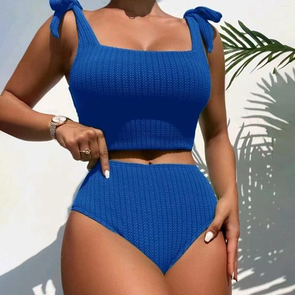 Swimwear pour femmes couleurs solides en tricot serré