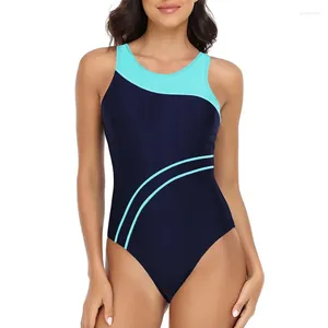 Maillots de bain pour femmes Solid Color Splicing Body 2024 Femmes One-Pièce Bikini Maillot de bain de sport professionnel Maillot de bain Dos nu Plage