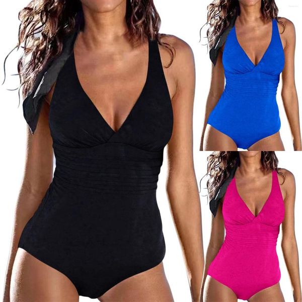 Swimwear Women's Color Color V Neck Bikini Gathering Multi String Massuit de maillot de bain pour hommes Shorts jaunes maternité