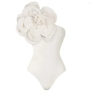 Dames badmode massief wit 2024 zwempak uit één stuk dames vintage ruche v nek bedek op bikini's strandkleding badpak jurk
