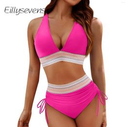 Swimwear pour femmes Split Sexy Bikini à la mode haute taille en soutien à taille rembourrée sans acier Tentation de maillot de bain Beachwear 2024 Ensemble d'été