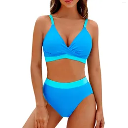 Swimwwear pour femmes Split Sexy Bikini Set Fashion One Piece Bra With Padded No Steel High Briefs Patchwork Swimsuit Two