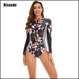 Dames Swimwear Sport Rashguard For Girls 2024 Rash Guard Long Sleeve One Piece Swimsuit Zipper Surfing Bathing Suit (UPF 50)