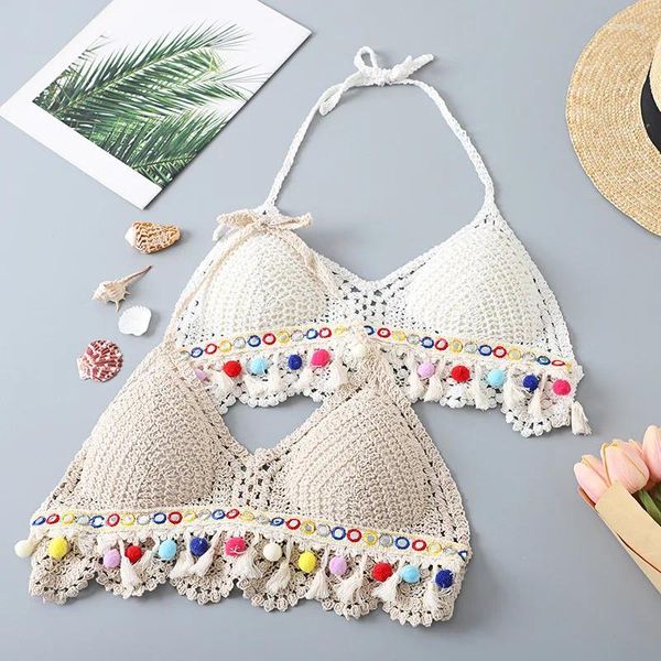 Vacaciones de baño de baño para mujeres Vacaciones Beach sin respaldo Lace-upvvcollar Wear Outer Tubo Tubo Tubrete Correa envuelta Bikini de pecho envuelto Bikini Natación