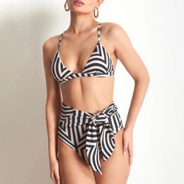 Swearwear Women Square Print Bikini High Waist Strap Sexy Hachter Swensuit 2024 Push-ups de vêtements de plage à col en vlob profond