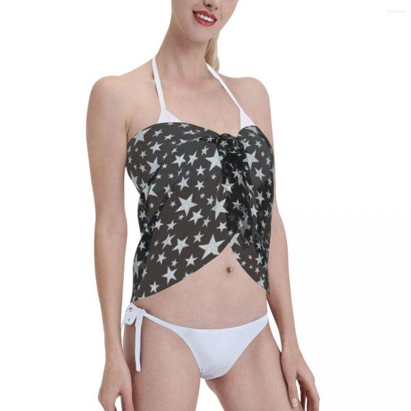 Traje de baño de mujer Patrón de estrellas Sexy Bikini de playa para mujer Envoltura de gasa Pareo Sarong Dress Ups Falda Traje de baño