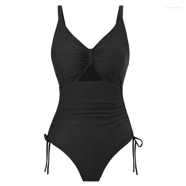 Maillots de bain pour femmes Été 2024 Maillots de bain une pièce sexy fermés Couleur unie Push Up Maillot de bain Body Maillots de bain Plage Piscine Baigneur