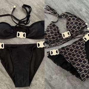 Swimwear pour femmes Summer 2024 V-Neck Split Knited Suncreen Swames Set Set Dumes Two-Piece Set Retro Sexy Backless