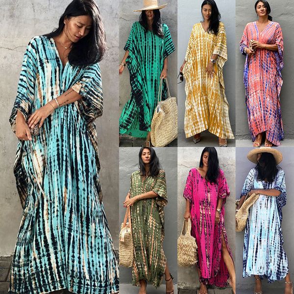 Maillots de bain pour femmes Summer Beach Cover Ups pour femmes Coloré Tie Dye Kimono Maillot de bain Cape Dress 2023 Beachwear Outfits Sales 230510