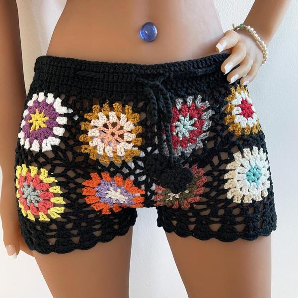 Traje de baño para mujer Ropa de playa de verano Sexy hecho a mano hueco crochet mujeres vestido de playa traje de baño de punto cubrir pantalones ropa corta