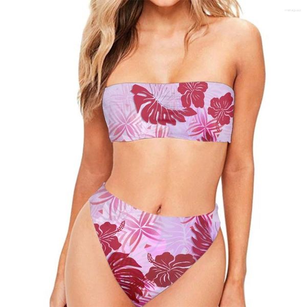 Maillots de bain pour femmes Summer Bikini 2023 Femmes Beach Wear Polynésien Tribal Vêtements Hawaii Fleur Imprimer Légère Lady Maillot De Bain Ensemble Sexy