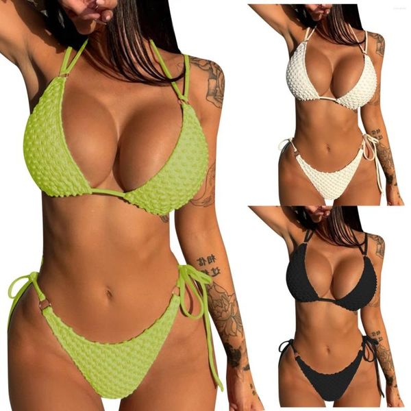 Maigneux pour femmes Summer dames sexy bikini couleur solide deux pièces pour femmes nage de bain tops maillot de bain longuil de baignade