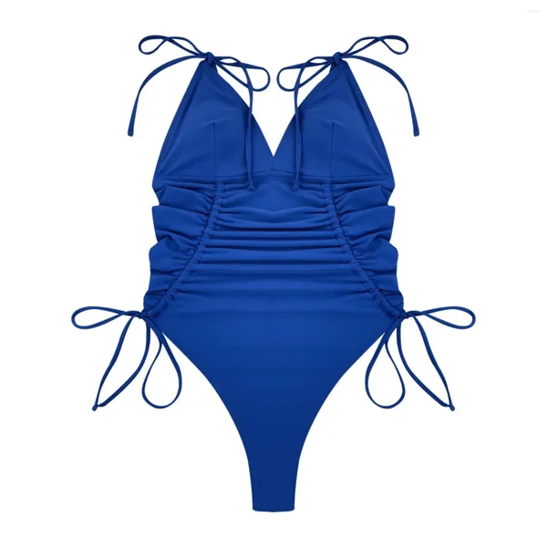 Maigneux de maillots de bain pour femmes Assumes de combinaison sexy de maillot de bain bleu à crampons plikini plikini plikini