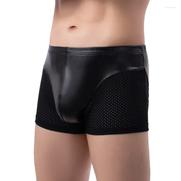 Traje de baño para mujer Hombres de verano Calzoncillos de natación Trajes de baño sexy Bikini Bermudas Tabla de surf Pantalones cortos de cuero de imitación Troncos de natación Trajes de baño gay