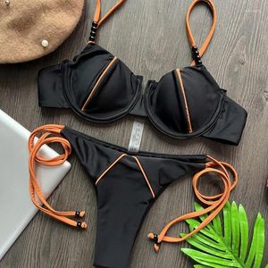 Dames Badmode Zomer Hanger Micro Push Up Bikini 2024 Halter Badpak Mini Braziliaans Badpak Vrouwen Sexy String