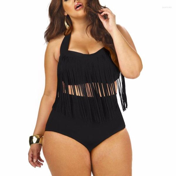 Traje de baño para mujer Conjunto de bikini de talla grande de verano para mujer Borla Sexy Halter Top Push Up Grande XXL 3XL Traje de baño de playa