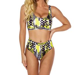 Maillots de bain pour femmes été imprimé sport fendu Bikinis femmes taille haute maillot de bain ensemble serré femme natation plage piscine maillots de bain