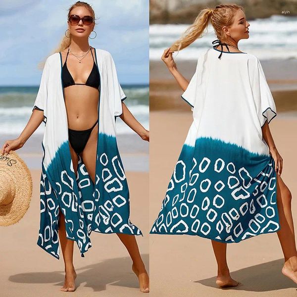 Maillots de bain pour femmes été rayonne bord de mer vacances robe de protection solaire jupe longue cardigan veste de plage bikini maillot de bain chemisier