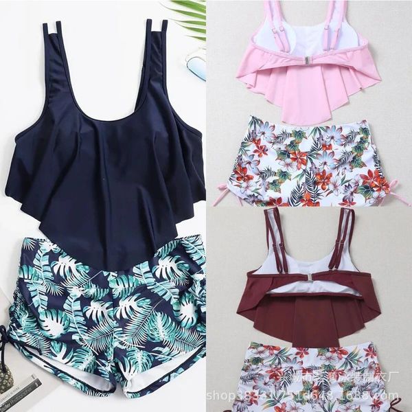 Maillots de bain pour femmes Summer Ruffles Maillots de bain Tankini Ensembles Femme Sports Beach Wear Deux pièces Maillots de bain Piscine Femmes Maillot de bain 2024