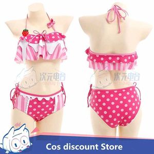 Traje de baño para mujer Verano Strberry Lindo traje de baño Cosplay Anime Mujeres Sexy Split Bikini Traje de baño para niñas 2022 Tamaños S-XLC24315