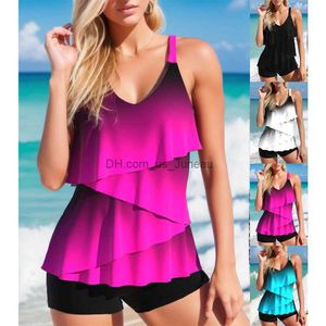 Maillots de bain pour femmes Été Femmes Imprimé Design Ruffle Curl Maillots De Bain Imprimé Sexy Maillots De Bain Beachwear Piscine Femmes Maillots De Bain S-6XL T240328