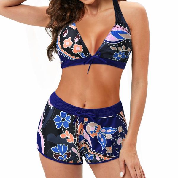 Maillots de bain pour femmes maillots de bain modestes deux pièces maillots de bain pour femmes Tankini Bikini ensemble coupe ample imprimé fleuri garçons