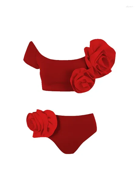Swimons de maillots de bain pour femmes dames grandes taille roses rouges divisé sexy