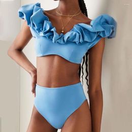 Swimswear de maillots de bain pour femmes Send Femme 2 pièces Boubbly Neck High Waited Bikini Elegance Slim Fit Summer Beach Fashion Tankini