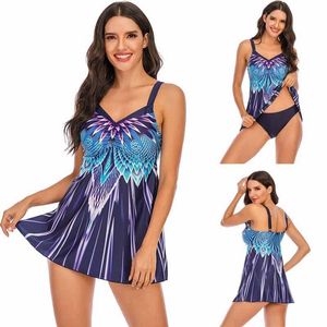 Traje de baño para mujer Traje de baño Tankini Mujeres Tallas grandes Dos piezas con pantalones cortos Conjunto Damas Traje de baño grande Vestido de baño Ropa de playa Ropa de mujer