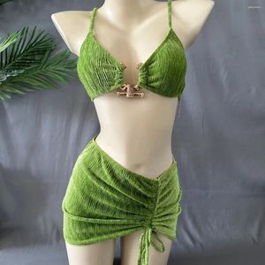 Swim de maillot de bain pour femmes Bikini 2024 Seaside Beach Sexe Sexe Sexe Treepied Suite avec poitrine Petite Push Up Vacation de printemps