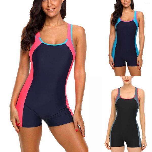 Swimons de maillots de bain féminin Blocs de couleur Entraînement sportif Sports Racerback Athletic Bathing maillot de beachwear