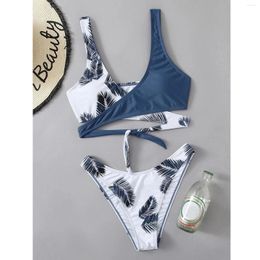 Swimons de maillots de bain pour femmes Print Bikini Set Hollow Push Up Bra rembourré Femmes Low Wasit G-String T Back Thong Sexy Swim Trunks