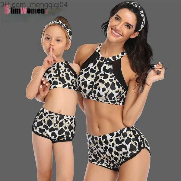 Traje de baño para mujer t Playa Familia Traje de baño Leopardo Neón Verano Niños y mamás Traje de baño Traje de baño Mujer Bebé Niña Lindo Bikini Conjunto Baño Sui Z230706