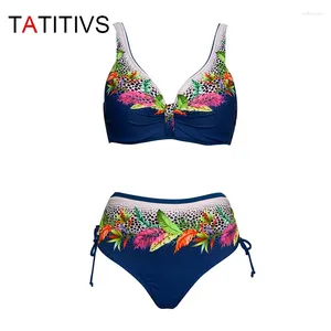 Damesbadmode TATITIVS Bloemen Plus Size Bikini Grote Cup Badpak Push Up Set Zomer Dames Strandbadpak Biquini