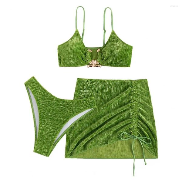 Swimwear pour femmes trois pièces 3 pcs / ensemble sexy surf à surfer sur une jupe de bikini féminine ensemble à cordon de plage basse