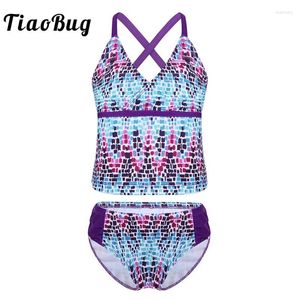 Swimwear féminin tiaobug enfants adolescents en deux pièces Tankini Swimsuit Childre