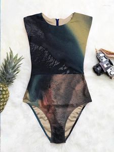 Bikini de maillots de bain pour femmes Tie-dye Bikini Couleur contrastée Résumé Impression rétro Tendro One-Piece Designer Beach Vacation Swimsuit