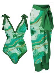 Swimwear pour femmes Tie-dye Gradual Change Ladies Bikini contrastant rétro sexy en V Deep en V Swep de plage de plage et couvre