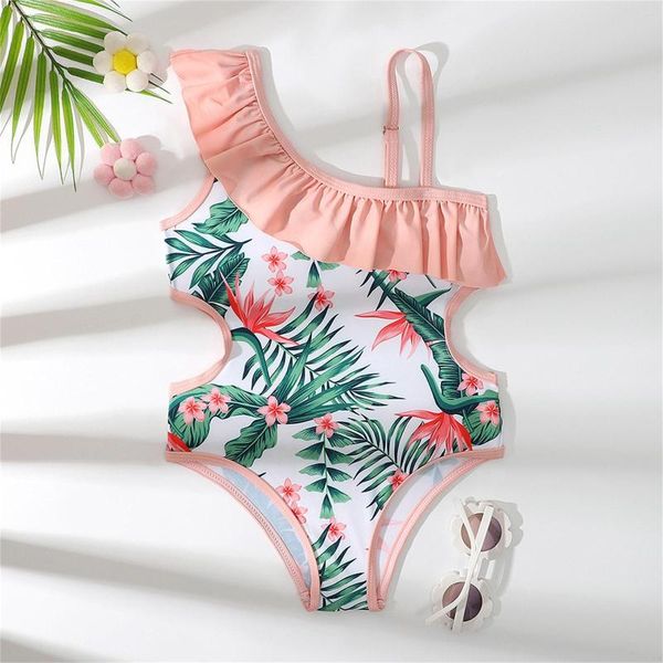 Traje de baño para mujer, traje de baño de una pieza para niña pequeña, conjunto de Bikini con estampado deportivo, Bikinis para niñas de talla 16 para 13 años