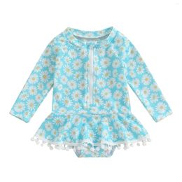 Swimwear pour femmes Baby Girls Girls Beach Kids Kids Imprimé à manches longues O Robe Rober Rober Rober Baignoire Troissance pour 0 à 3 ans