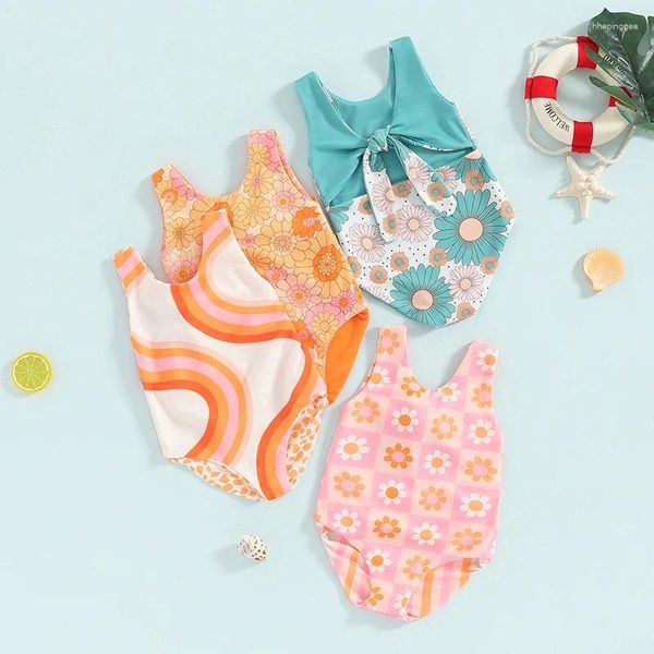 Swimons de maillots de bain pour femmes pour bébé Baby Girls Swepsuit Floral Print Spaps Spaps Backwear Summer Sumvel Sans mannequin Ruffles Beach Bathing Full