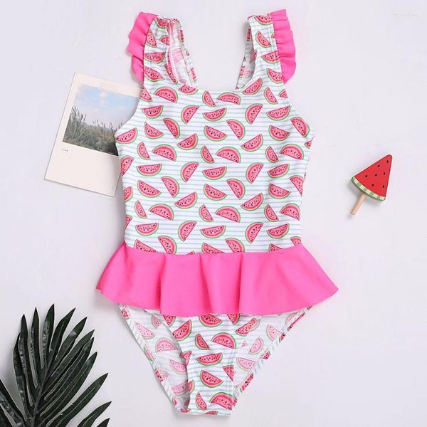 Maillot de bain femme enfant en bas âge fille maillot de bain une pièce enfants pastèque enfants 3-8 ans à volants filles maillot de bain Monokini maillots de bain 2023