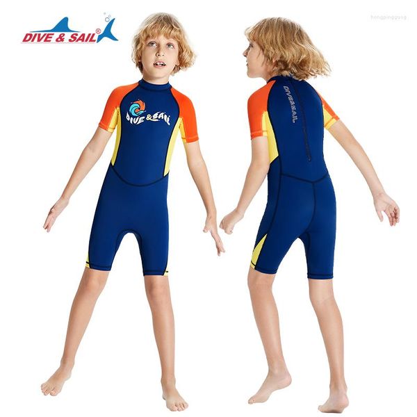 Maillots de bain pour femmes Enfant Adolescent Garçons / Filles Maillot de bain une pièce Zipper Rash Guard Sunsuit avec UPF 50 Protection solaire Maillot de bain à manches courtes