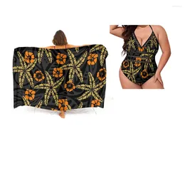 Maillots de bain pour femmes Tonga Polynésien Design Beach One Piece Pareo Robe Écharpe Personnalisé Hawaiian Sarong pour les femmes Match Maillots de bain décontractés