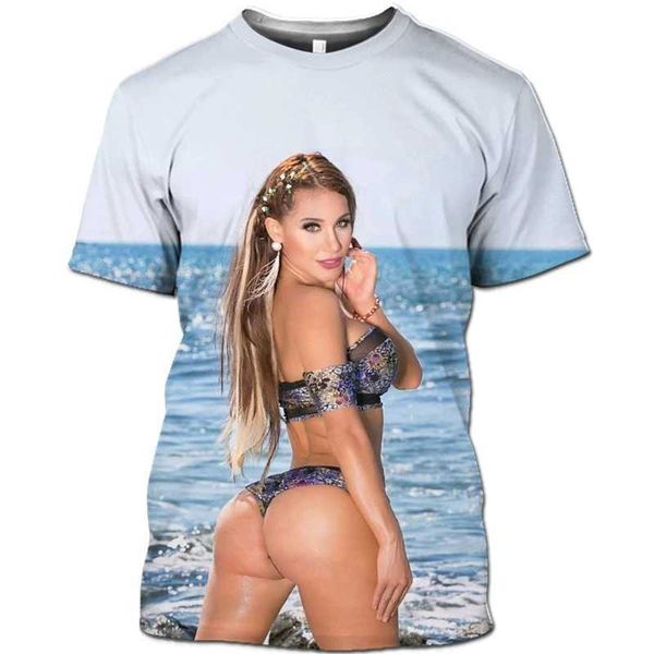 Traje de baño para mujer Top con estampado 3D Modelo sexy Bikini de playa Camisetas para hombres Traje de baño Chica de belleza Camiseta para mujer Camisetas para mujer Diosa de la playa de verano Talla grande C24315