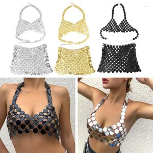 Dames zwemkleding trendy glanzende pailletten mini -rokken bikini voor vrouwen sexy holle out solide kort bodem nachtclub feestfestival sprankelend